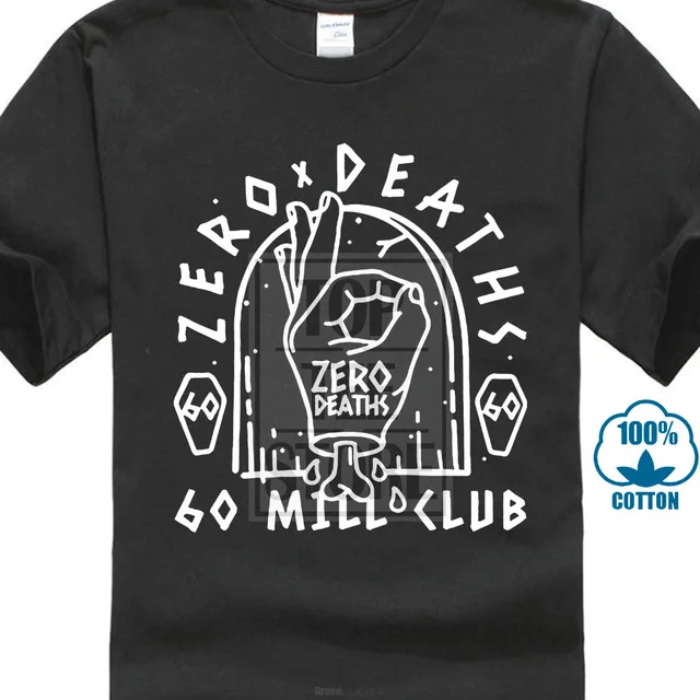 

60 Mill Club Pewdie Pie Zero Deaths T Shirt Cute Trendy Novelty Men'S Tshirt 100% Cotton Character Clothing Summer Style Brand