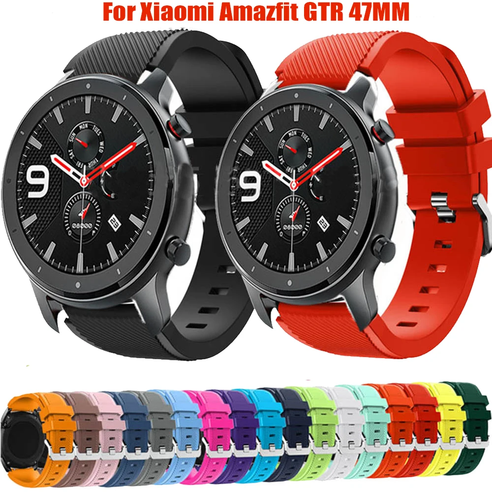 Ремешок силиконовый для Xiaomi Amazfit GTR 47 мм цветной браслет наручных часов Huami Pace 2/2S