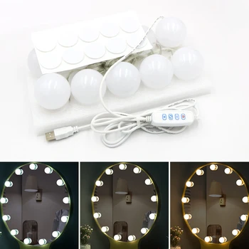 

DC 5V 2A LED Makeup Mirror Light 10pcs Table Mirror Lights USB Wall Lamp for Makeup Cosmetic Bathroom Dressing Table
