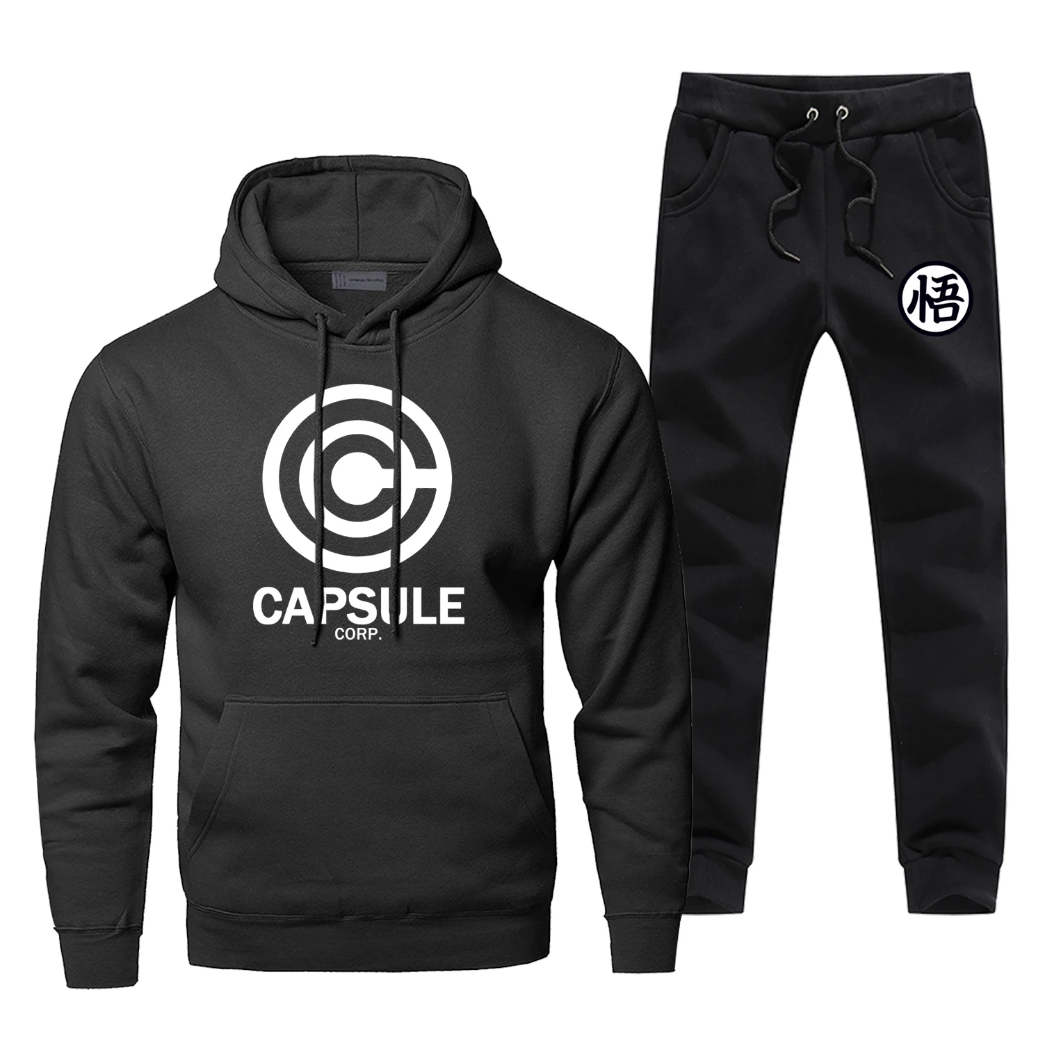 Dragon Ball Z Ropa Hombre, Мужской полный костюм, спортивный костюм, комплект из 2 предметов, полный мужской спортивный костюм, Модный Harajuku свитер, штаны, пуловер - Цвет: Black 5