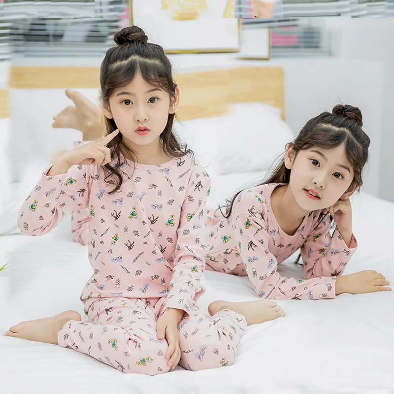 

2019 winter Kids Girls Pajams children' s velvet undershirt set kids pajamas Tops+Pants Set 2pcs set for 6 7 8 10 12 years