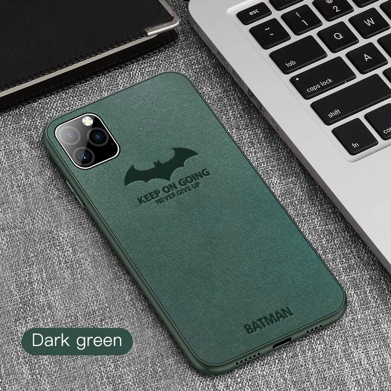 Роскошный меховой чехол для телефона с изображением Бэтмена для iPhone 11 Pro Max XSmax XS XR X 8 7 6s 6 Plus ультратонкий кожаный чехол для автомобиля - Цвет: Dark Green