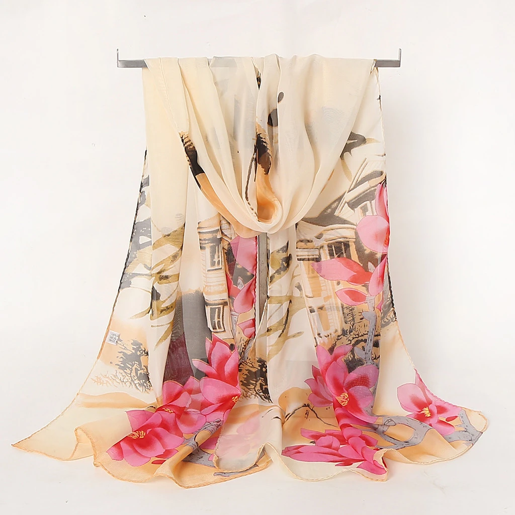 2019 Scarves For Women Hot Sale Print Flower Scarves Wrap Sunscreen Beach Long Hijab Four Seasons Available Cape Female 919