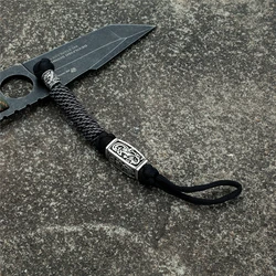 Vintage Norse Mythology Rune Amulet Lanyard Keychain - Handmade Paracord Rope Jewelry Pendant (Gray)