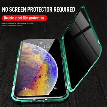 

For IPhone X Xs Max Xr 7 8 Plus Anti-peeping Magnetic Phone Case Two Sides Tempered Glass Phone Cover Shatter-resistant Shell
