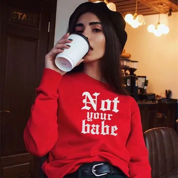 

Women Sweatshirt Ladies Casual Letter Not Your Baby Printed Hooded Crewneck Sweatshirt Fashion Long Sleeve Kawaii Clothes