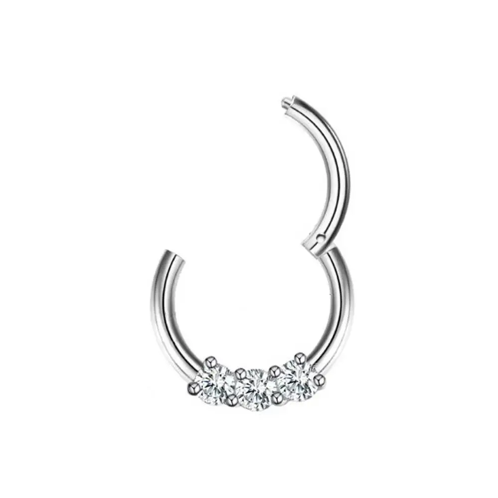 Silver 8mm 1PC Кольцо для носа, кольцо с кристаллами, драгоценный камень, Шариковая форма, перегородка, винтовой пирсинг, ушной траг, шпилька, хрящ для женщин, пирсинг, ювелирное изделие, 1 шт - Окраска металла: Silver 8mm 1PC