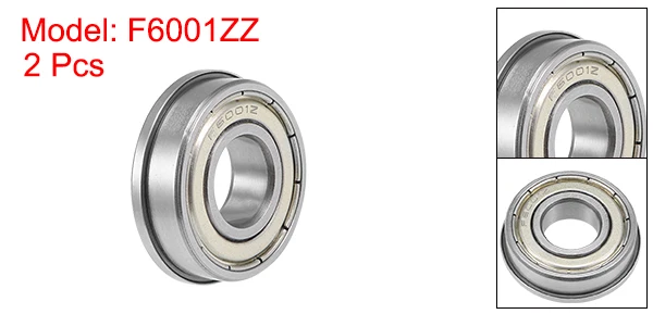 Фланцевый шарикоподшипник uxcell F6001 F6002 F6003 17x35x10 мм 15x32x9 мм 12x28x8 мм 10x26x8 мм хромированные стальные подшипники - Цвет: F6001ZZ 2Qty