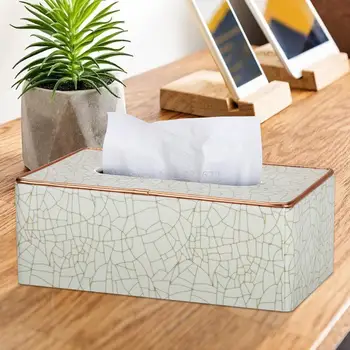 

Marble Golden Rim Tissue Box Desktop Washroom Napkin Towel Holder Office Desk Tissue Protected Case Metal Rim Ice Creak Box