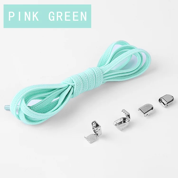 PINK green 1 пара шнурки без завязок плоские эластичные шнурки для обуви для детей и взрослых кроссовки шнурки быстро ленивые шнурки 20 цветов шнурки - Цвет: PINK green