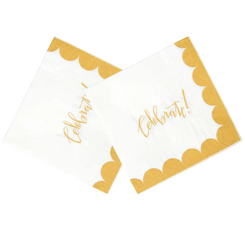 

Happy birthday Paper Napkins Dinner and Kids Birthday Party Ornament Supplies Wedding Decor Gold Letter Paper Napkins
