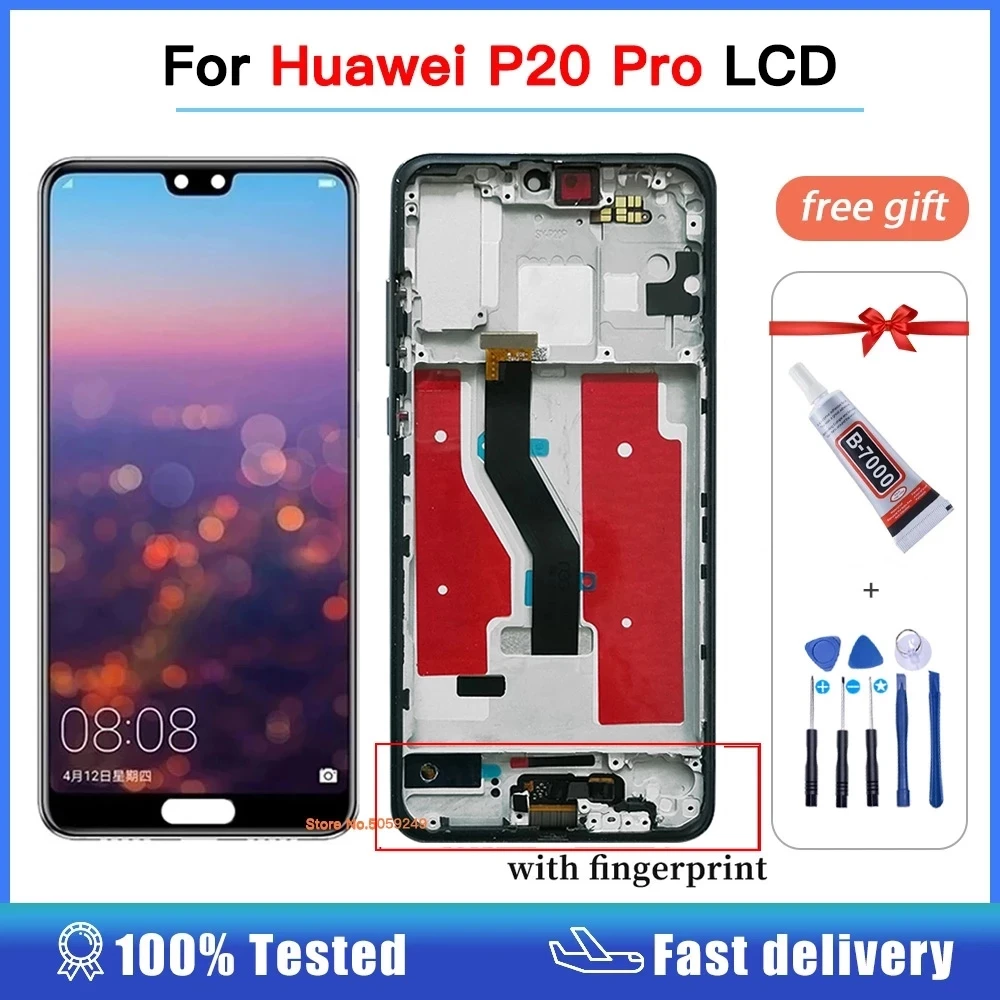 100% протестированный для Huawei P20 Pro Женский ЖК-дисплей с рамкой сенсорный экран дигитайзер в сборе для huawei p20pro