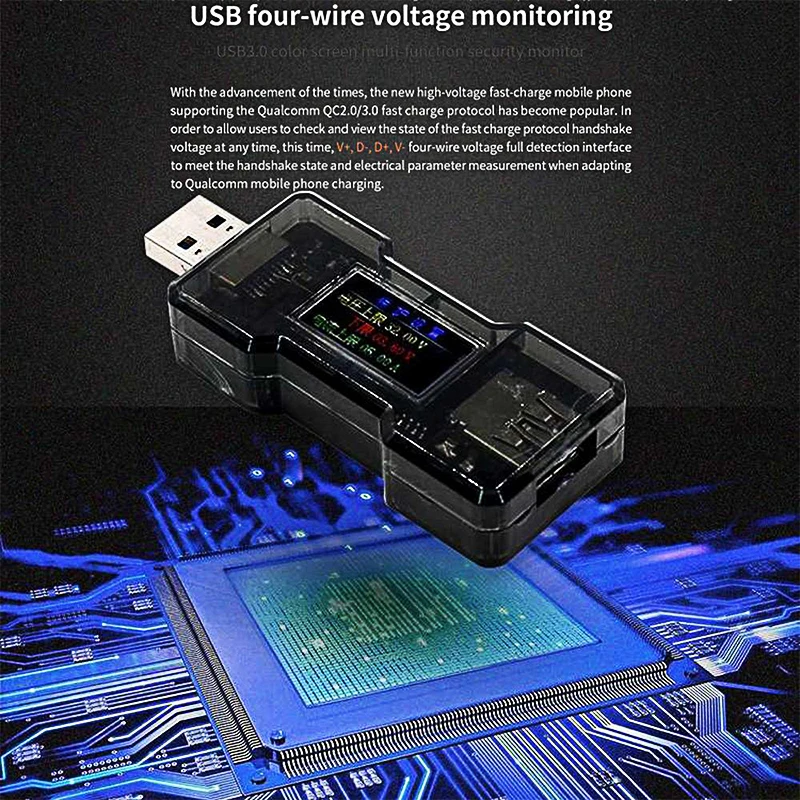 

Voltmeter DC USB Tester Digital Amperimetro Current Voltage Capacity Multimeter Detector Power Bank Charger Indicator Meter