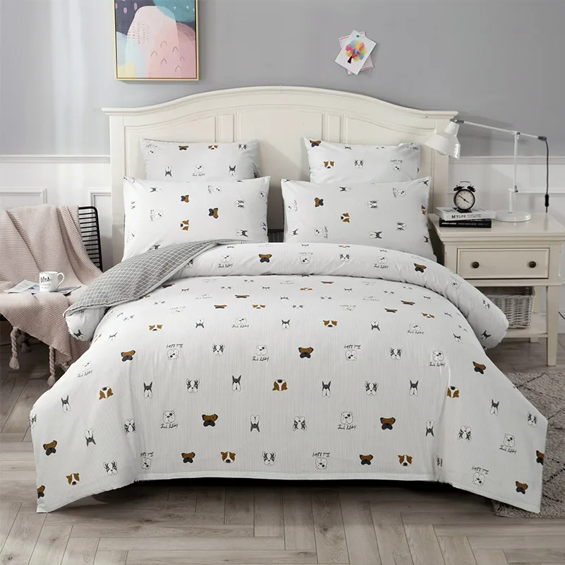

4/7pcs quilt cover sheet pillow comforter bedding set cotton euro pastel double side solid and flower printed bed set
