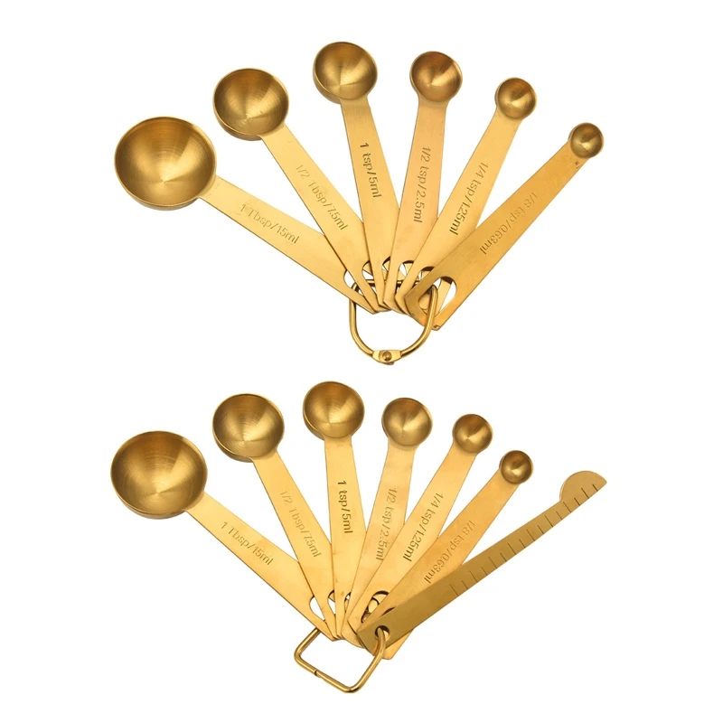6/7pcs Measuring Spoons Stainless Steel Seasoning Coffee Tea Measure Scoop with Scale Bakery Tool