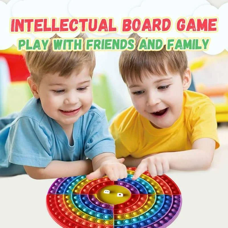 4 Player Huge Round Rainbow Pop It Board Game Dice Chess Board Pure Silicone Rainbow Bubble Pressing Children Educational Games Aliexpress