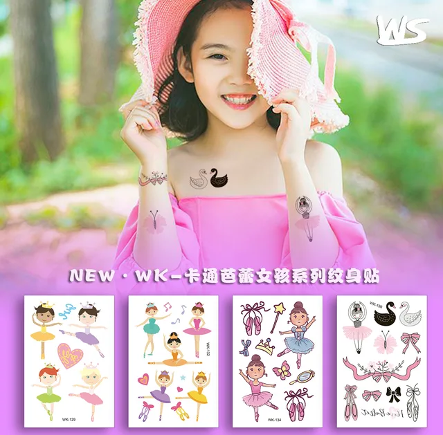 2020 original cartoon ballet girls princess shoes temporary tattoos tattoo paste child customization 1