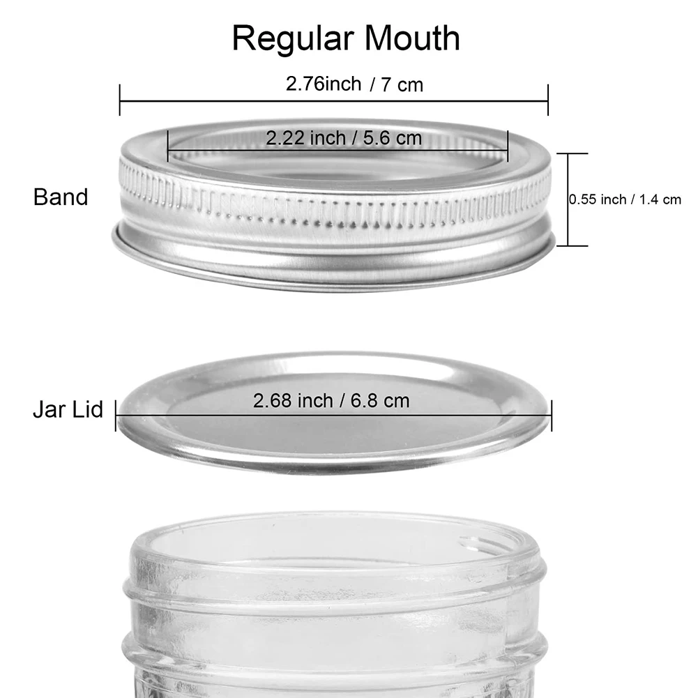 Compatible with Mason Jar Silver, 70 mm 24 Pieces Regular Wide Mouth Canning Jar Replacement Metal Rings Practical Screw Jar Bands Leak Proof Tinplate Metal Bands Rings 