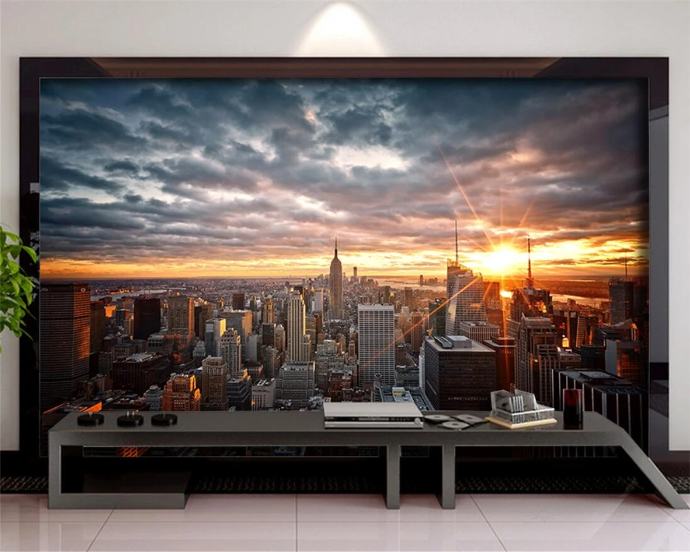 Custom wallpaper photo city building sunset TV background walls home decoration living room bedroom mural 3d wallpaper