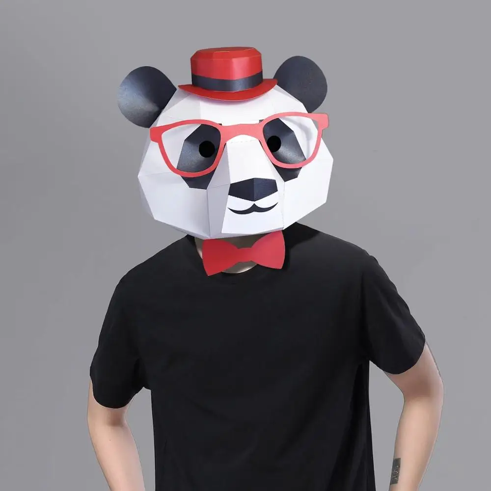 3D Бумажная Маска модная Панда Костюм Животного Косплей бумага для творчества