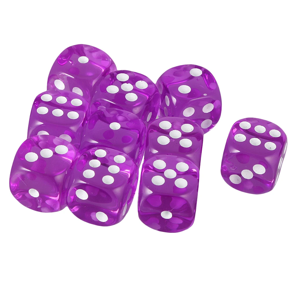 10pcs 16mm Six-sided D6 Dice for Dungeons & Dragons D&D TRPG Dices Party Gambling Dices Game Digital Dices