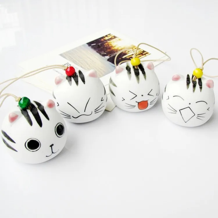4 см Новая керамика с изображением кота ветряной колокольчик японский домашний