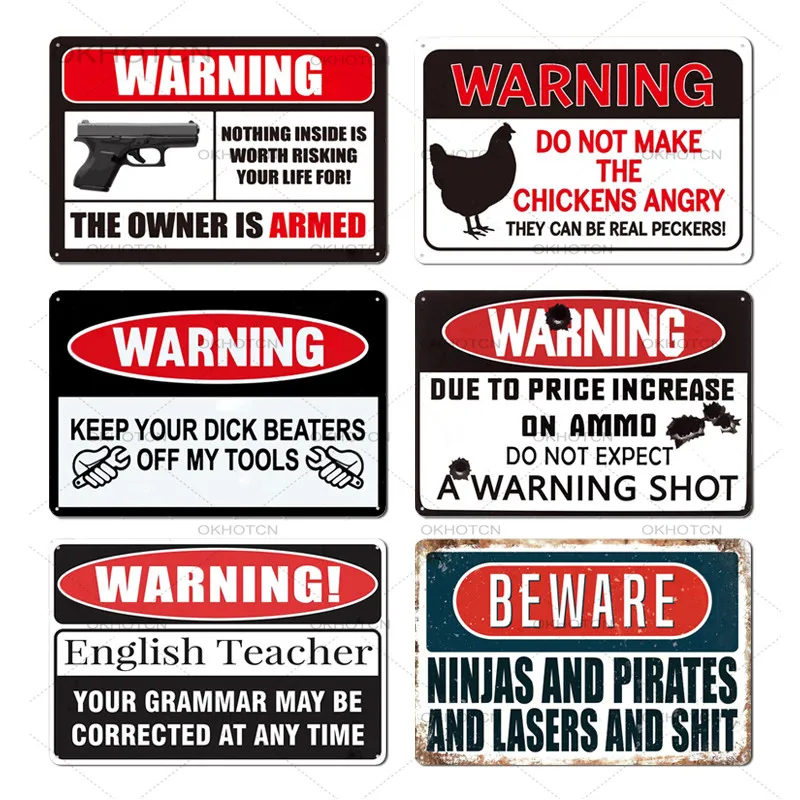 Funny Warning Sign Metal Sign Tin Sign Wall Decor for Man Cave Chicken Coop No Trespassing Sign