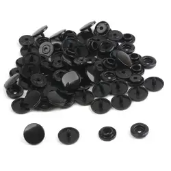 20 Sets of T5 12mm Round Plastic Snap Button Fasteners for Garments, Baby Clothes, and Quilts (Black)