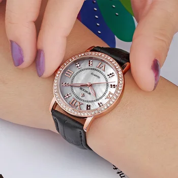 

WWOOR Fashion Elegant Women Luxurious Watches Ladies Casual Quartz Leather Band Clocks Starry Sky Diamond Wristwatch reloj mujer