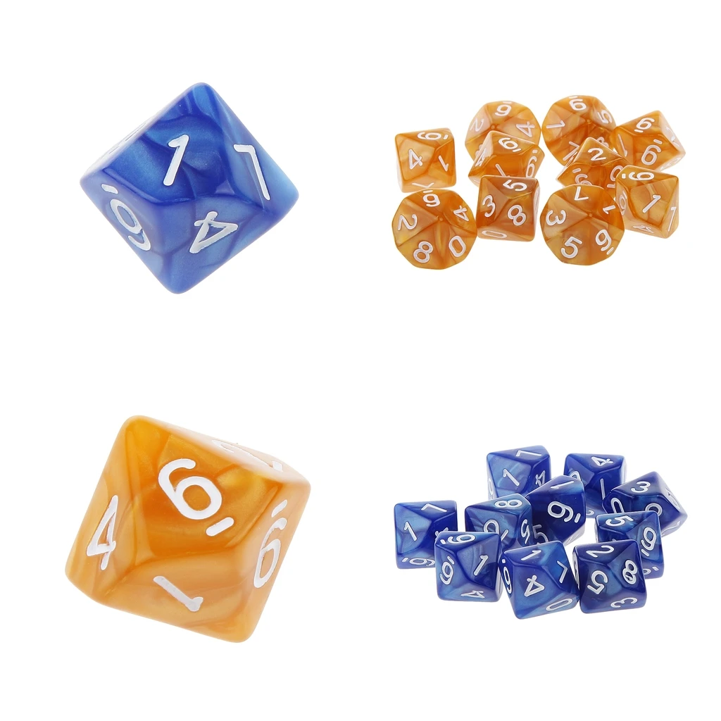 Package Of 20 Dice D10 Digital Dice Acrylic Dice For Board Games MTG TRPG