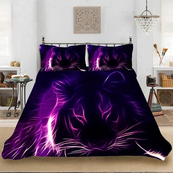 

Bedding set Bedclothes Include Duvet Cover Pillowcase Print Home Textile Bed Linen Tiger Animal Fantasy Soft King-Full Size