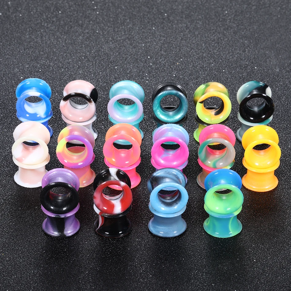 32Pcs/Lot Silicone Ear Gauge Plugs Tunnel Flesh 3-25MM Double Flared Ear Stretcher Expander Earring Piercing Kits Dilations