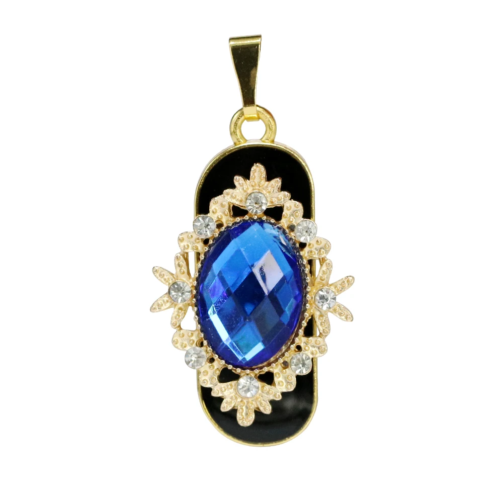 Pen Drive Gemstone Pendant USB2.0 Flash Drives 128GB Crystal Gem Necklace USB Memory Stick Disk 8GB 16GB 32GB 64GB Pendrive Gift - Цвет: dark blue