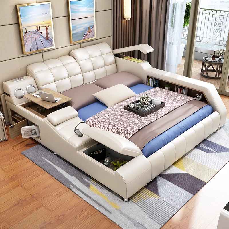 Modern Bedroom furniture multi-functional leather massage bed bedroom sets