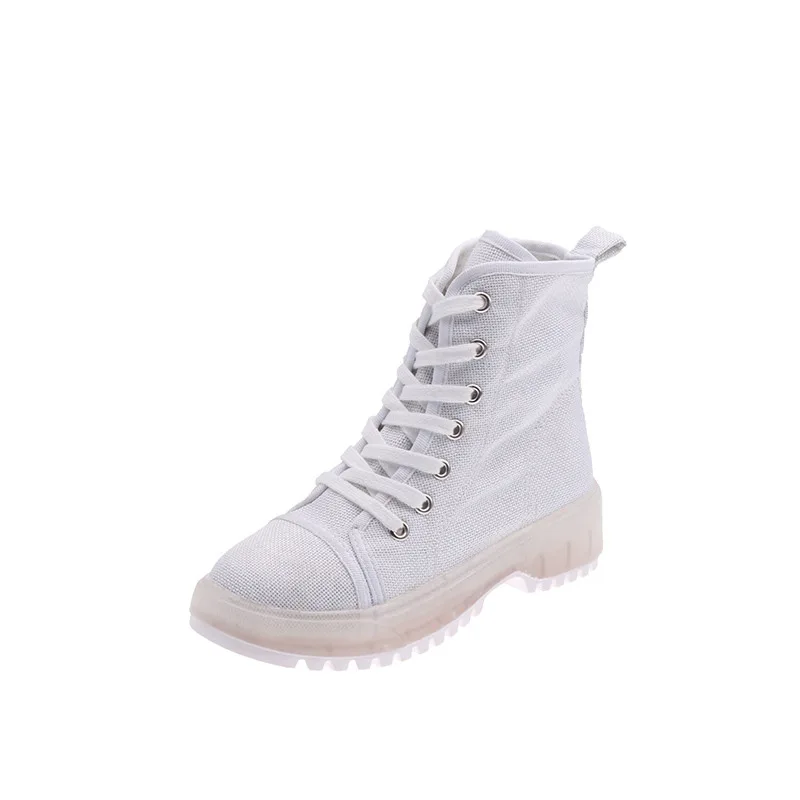Ins Women's Shoes High Canvas Single Shoe Women Joker Student Thick Bottom Martins New
