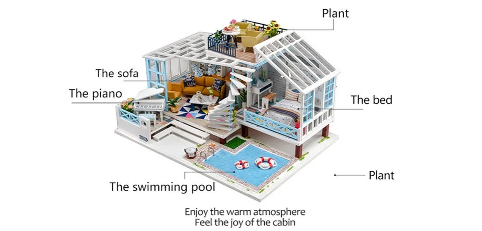 Праздничная тема Кукольный дом плавательный бассейн деревянные кукольные домики миниатюрный diy кукольный домик Каст набор мебели Каса giocattolo