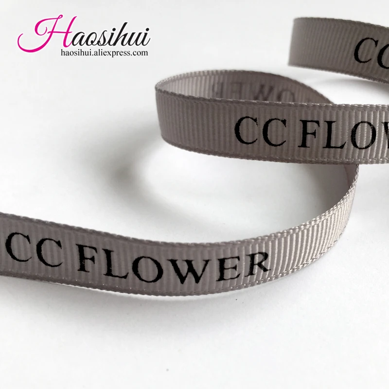Grosgrain 리본 맞춤형 로고 인쇄 장식, 맞춤형 웨딩 100 마당, 무료 디자인, 6mm, 1/4 인치
