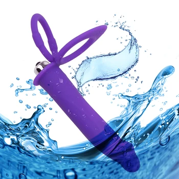10 Speed Double Penetration Vibrator Silicone Strap-on Dildo Vibrator With Penis Ring Strap On Penis Anal Butt Plug for Man 3