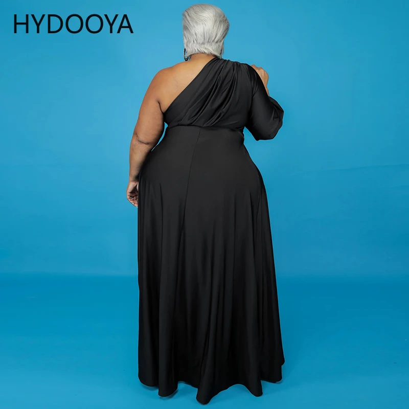 Plus Size Dresses Women Clothing Large Big Size One Shoulder High Waist High Split Asymmetrical Evening Night Party Long Dresses