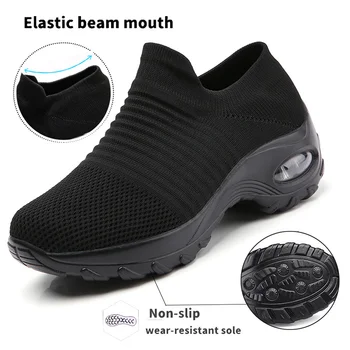 Women Tennis Shoes Breathable 5CM Height Increase Sports Sneakers Air Cushion Female Walking Sock Shoes Thick Bottom Platforms 2