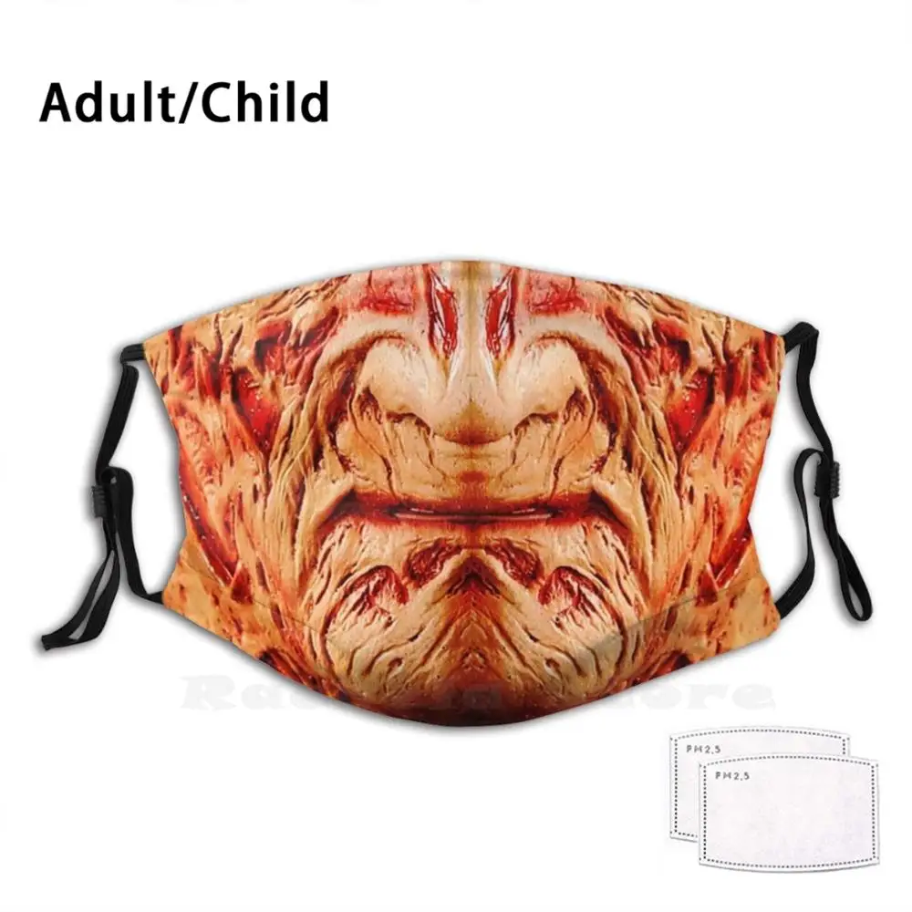 

Freddy Krueger Mask Print Washable Filter Funny Mouth Funny A Nightmare On Elm Street Reusable For Freddy Kruger Horror