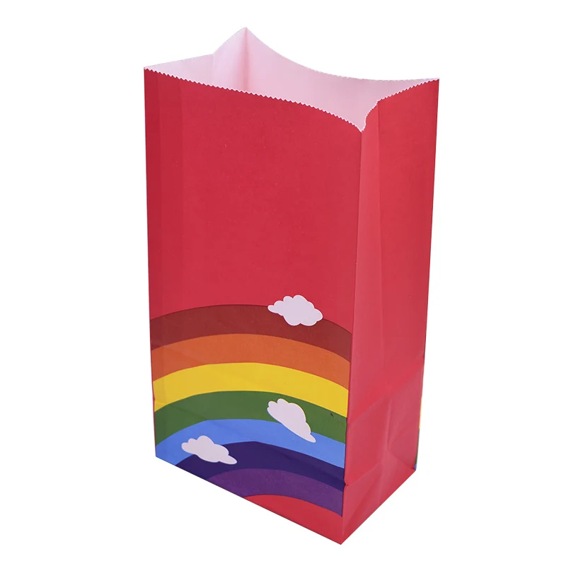 B02 5/10pcs Colorful Paper Bag Rainbow Polka Wave Strip Candy Bag for Wedding Party Kids Favor Birthday Gift Snack Wrapping Supplies - Цвет: B02