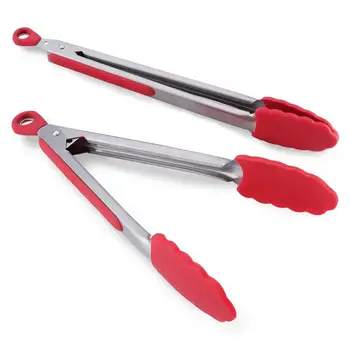 

2pcs 9/12 Inch BBQ Clip Barbecue Cookware Stainless Steel Heat Resistant Silicone Food Tong BBQ Salad Clip Kithcen Accessories