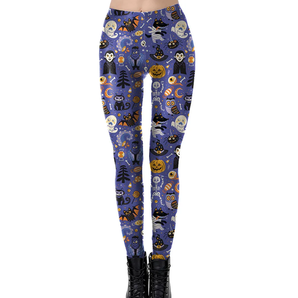 

Skull Digital Printing Striped Women Trousers High Waist Sport Fitness Leggings Pants Workout Slim Lift Buttock #YL10