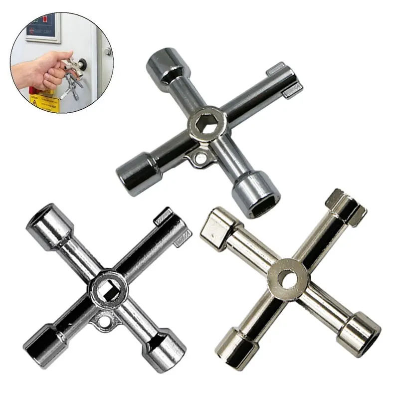 

Switch Key Wrench Doors Windows Zinc Alloy Cross Wrench Water Meter Valve Key Wrench Silver Portable Screws Tools Repair Shop