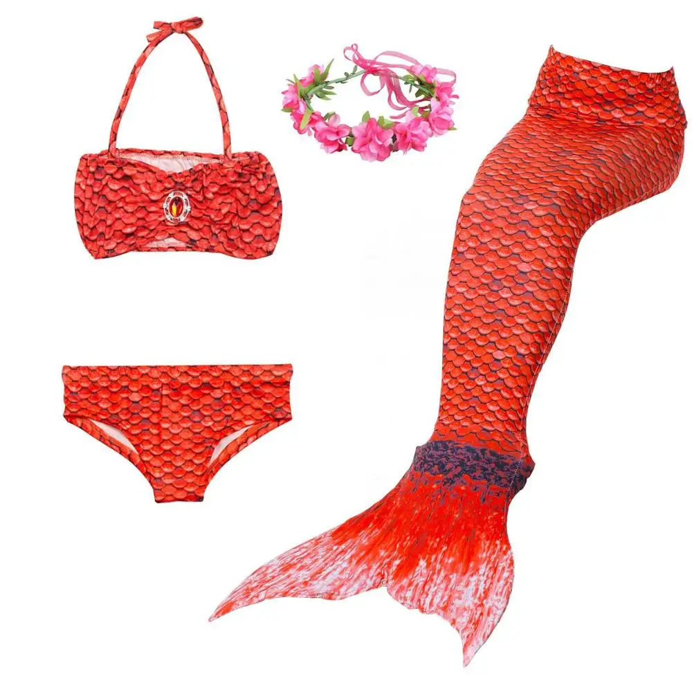 mermaid 4 set -4 Классический стиль девушки хвост русалки костюм дети Русалочка Купальник для косплея для детей легко добавить монофин - Цвет: mermaid 4 set -4