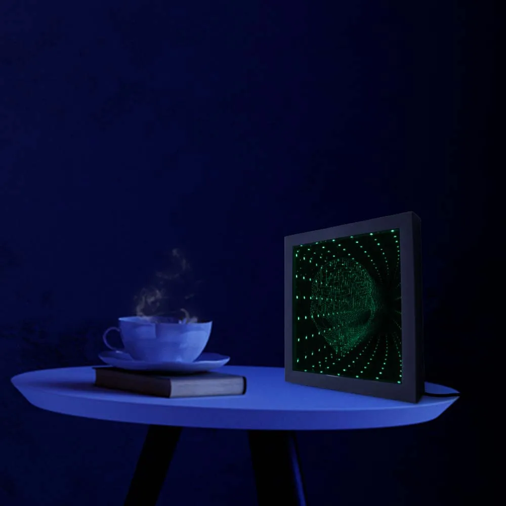 3D Блюдце человек инопланетянин голова светодиодный Vortex туннель межзвездное зеркало Lampara Pop-eyed инопланетянин потрясающая Оптическая иллюзия кадровое фото
