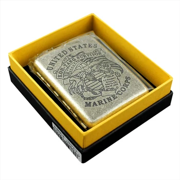 

16 Sticks USA Marine Corps Smoking Gift Metal Ancient Silver Copper Vintage Cigarette Box For Comrade In Arms Smoke Case Holder