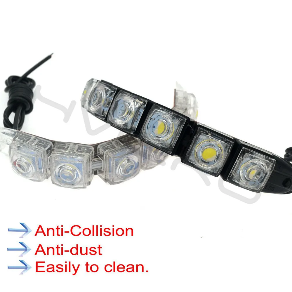 Hviero 2Pcs Universal 6LED Super White Waterproof Flexible DRL Daytime Running Light Driving Fog Warning Lamp DC-12V Auto Durable car