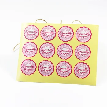 

1200Pcs/lot Lace Pink Embossed Flower 'Especially for you' Kraft Label Sticker DIY Hand Made For Gift Cake Baking Sticker
